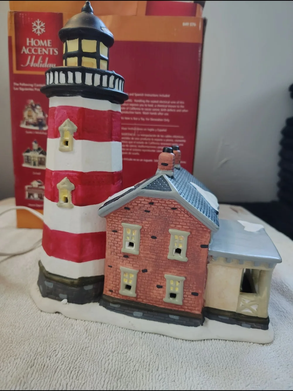 Home Accents Holiday Canterbury Lane Red & White Lighthouse Decorative Accent